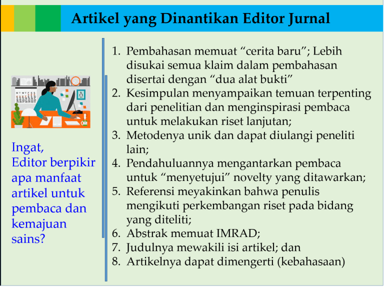 Artikel-artikel yang Dinantikan oleh Editor Jurnal Bereputasi